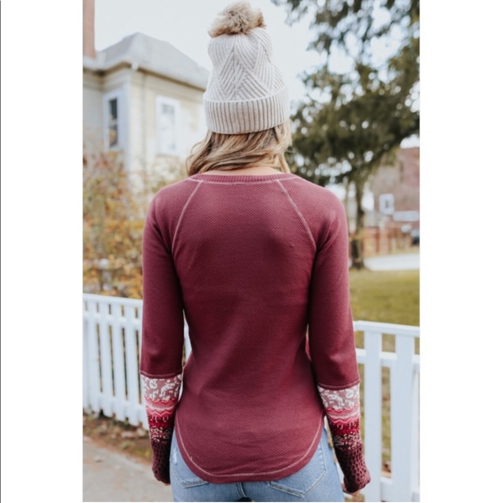 NEW Free People In The Mix Cuff Top in Rio Vino - Picture 8 of 13